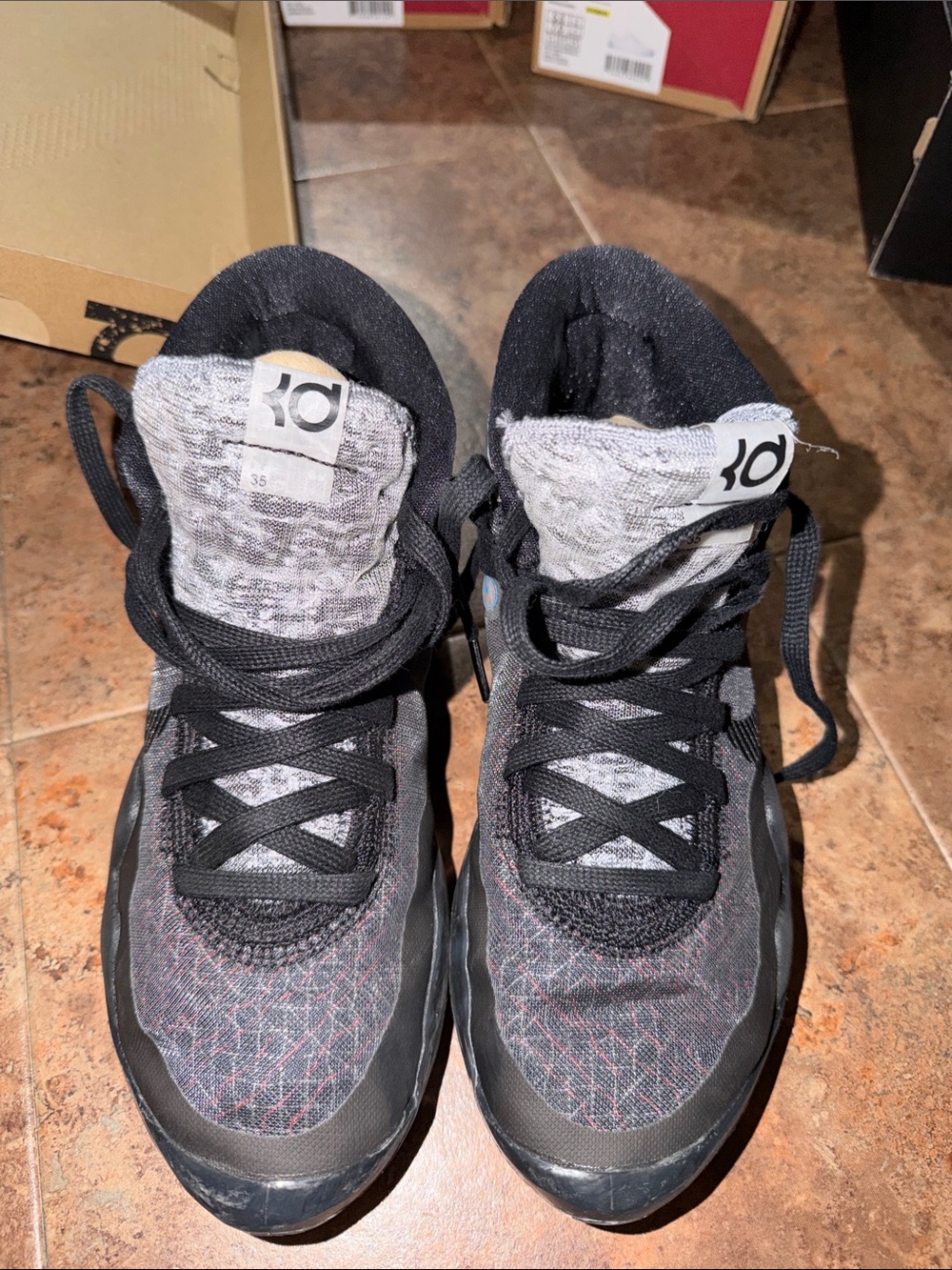 Nike Men's KD Basketball Shoes in Black and Gray with Red Accents